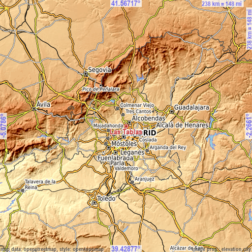 Topographic map of Las Tablas