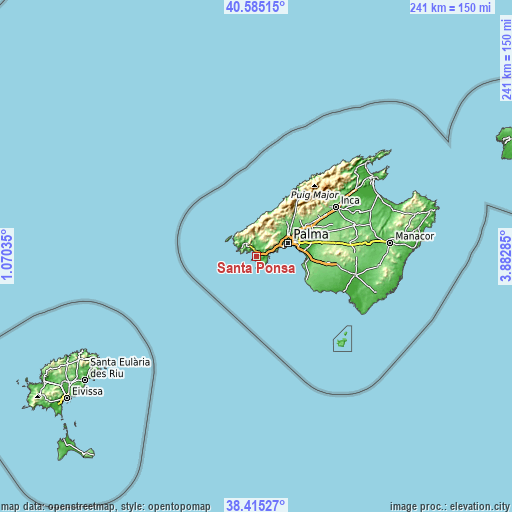 Topographic map of Santa Ponsa