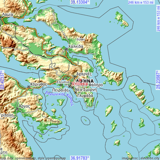 Topographic map of Vrilissia