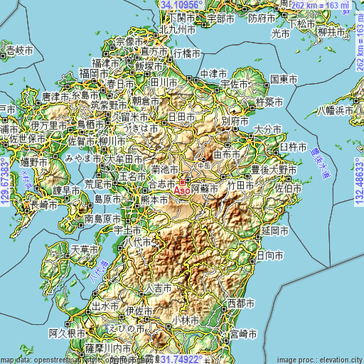 Topographic map of Aso