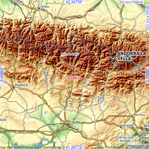 Topographic map of Sopeira