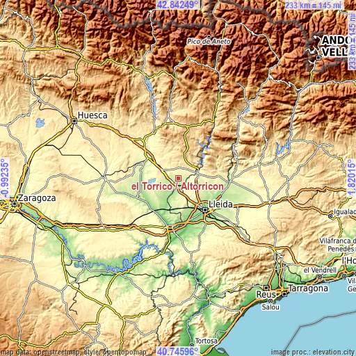 Topographic map of el Torricó / Altorricon