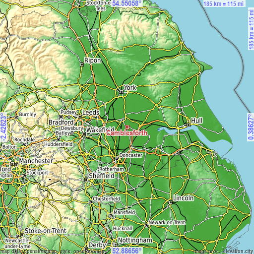 Topographic map of Camblesforth