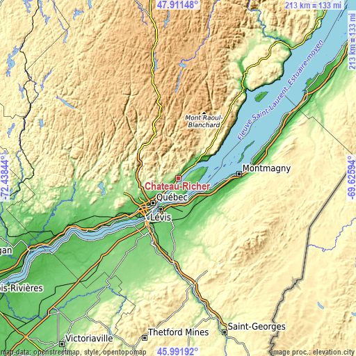 Topographic map of Château-Richer