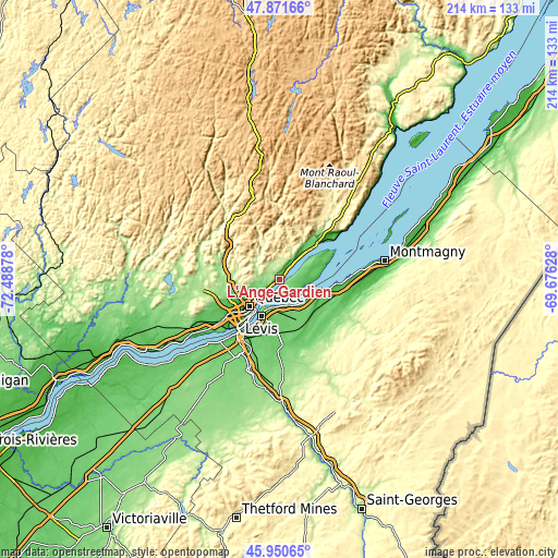 Topographic map of L'Ange-Gardien