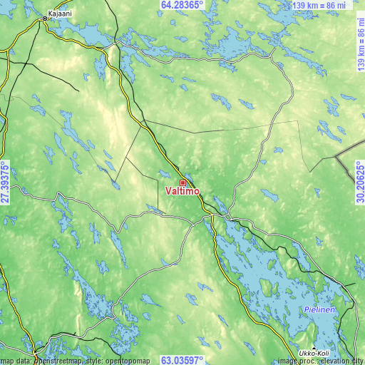 Topographic map of Valtimo