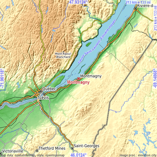 Topographic map of Montmagny