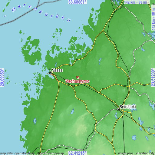 Topographic map of Vähäkyrö