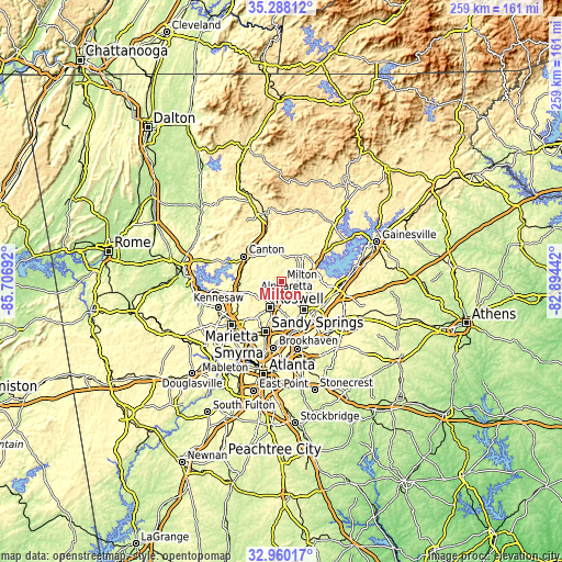 Topographic map of Milton