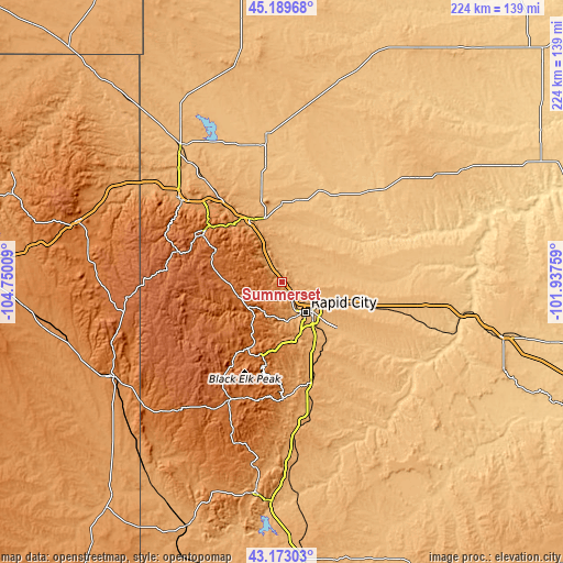 Topographic map of Summerset