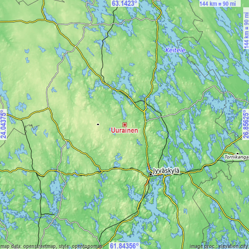 Topographic map of Uurainen