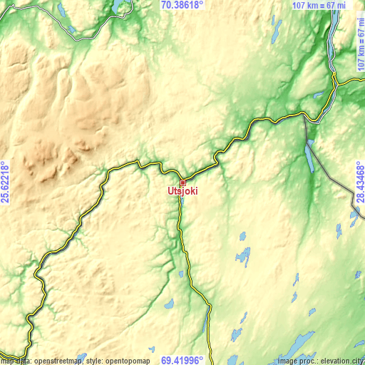 Topographic map of Utsjoki