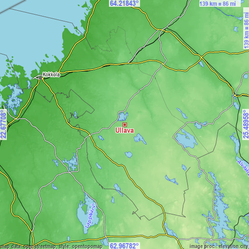 Topographic map of Ullava