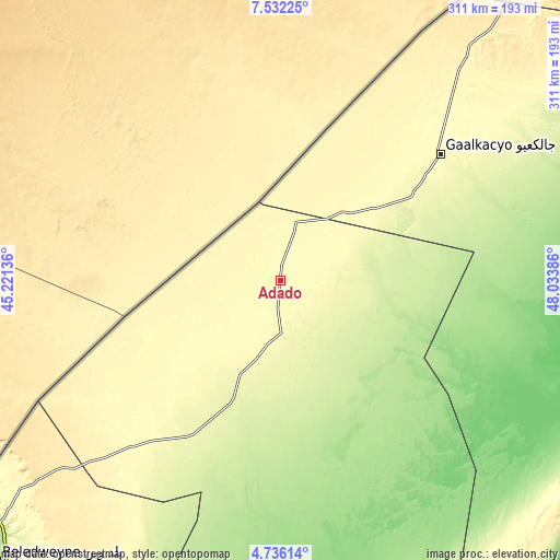 Topographic map of Adado