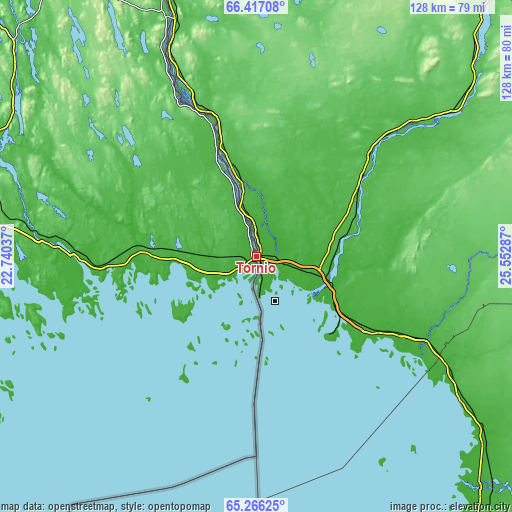 Topographic map of Tornio