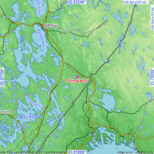 Topographic map of Tohmajärvi