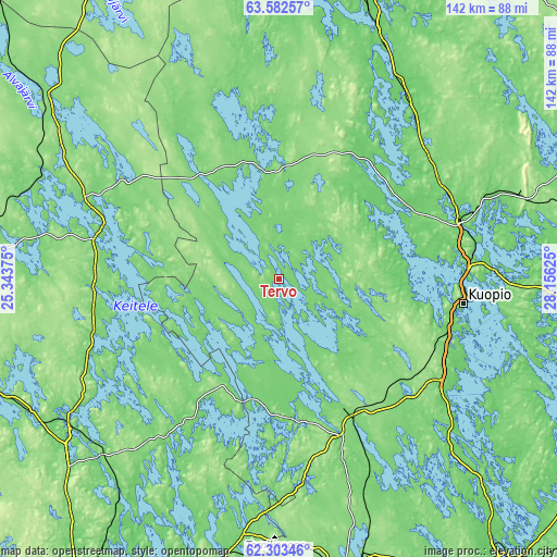 Topographic map of Tervo