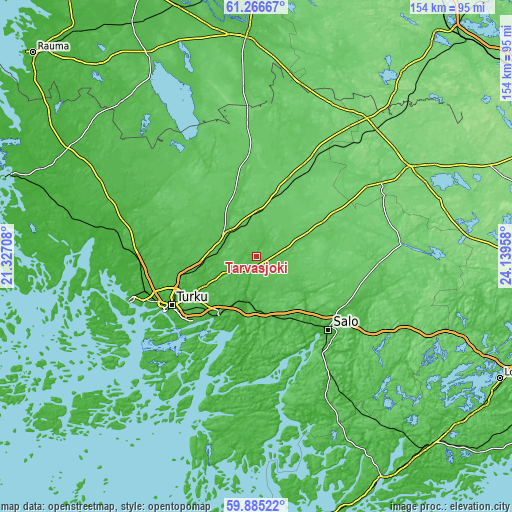 Topographic map of Tarvasjoki