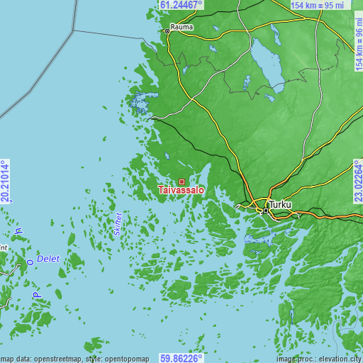 Topographic map of Taivassalo