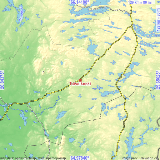 Topographic map of Taivalkoski