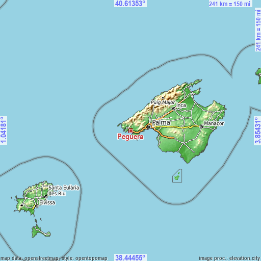 Topographic map of Peguera