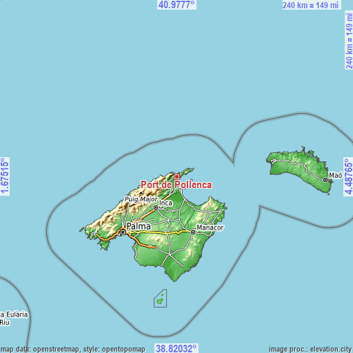 Topographic map of Port de Pollença