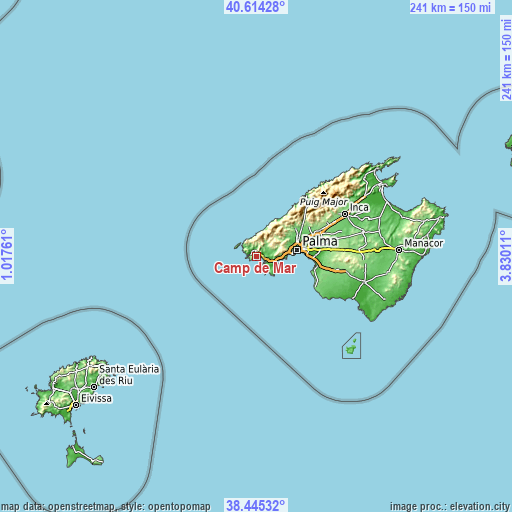 Topographic map of Camp de Mar