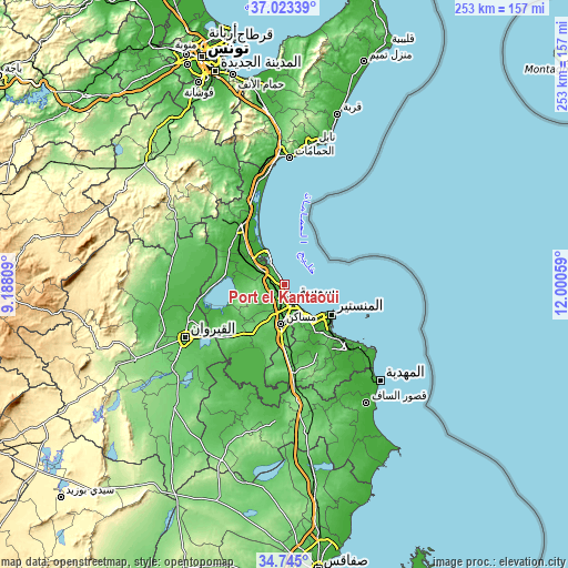 Topographic map of Port el Kantaoui