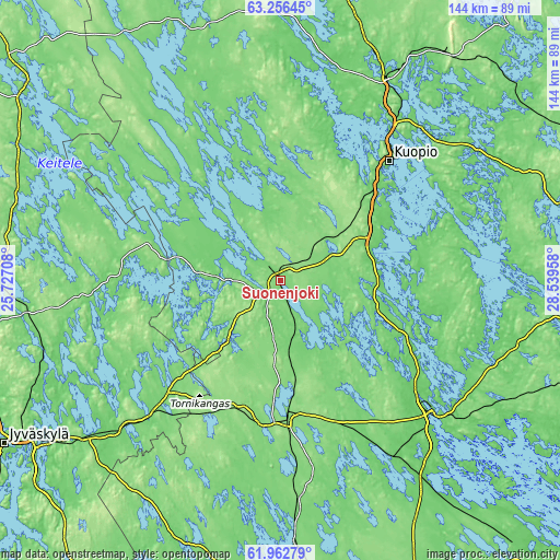 Topographic map of Suonenjoki