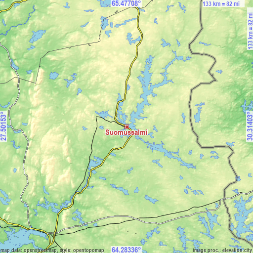 Topographic map of Suomussalmi