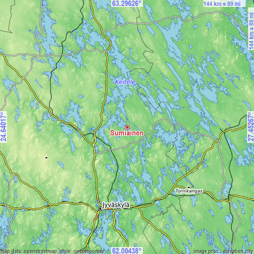 Topographic map of Sumiainen