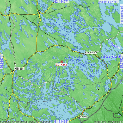Topographic map of Sulkava
