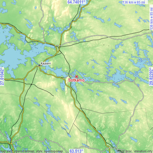 Topographic map of Sotkamo