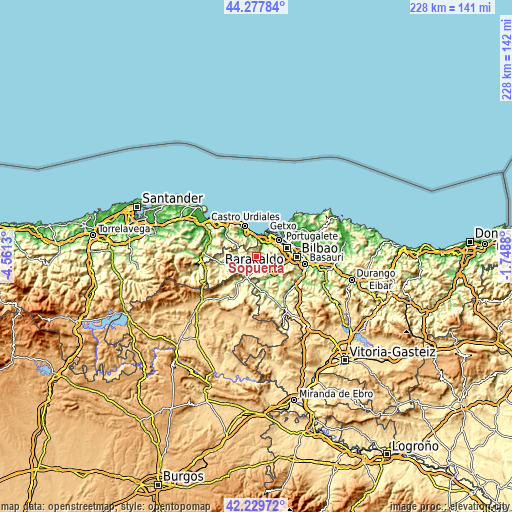 Topographic map of Sopuerta