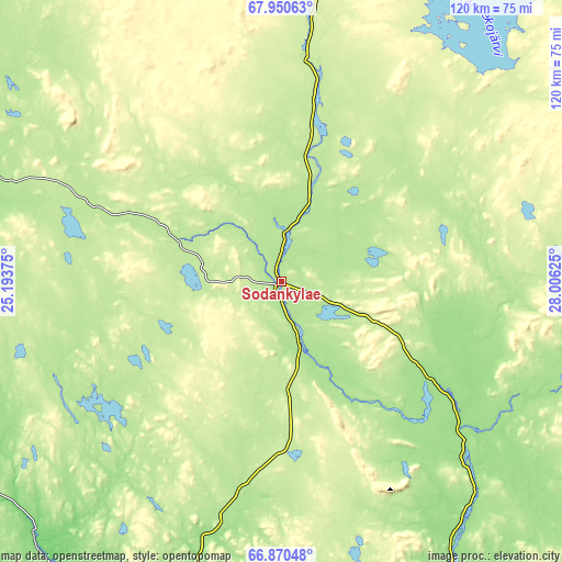 Topographic map of Sodankylä