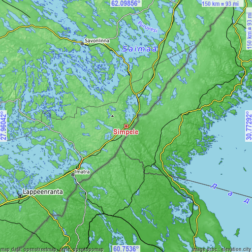 Topographic map of Simpele