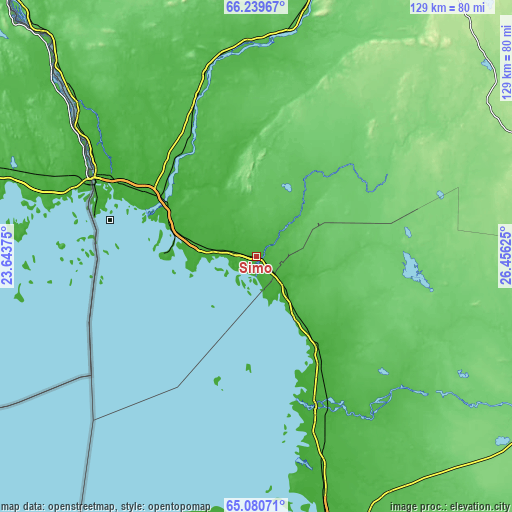 Topographic map of Simo