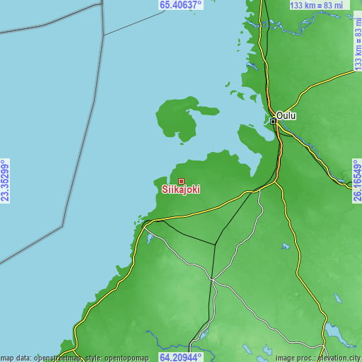 Topographic map of Siikajoki
