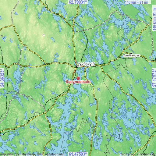 Topographic map of Säynätsalo