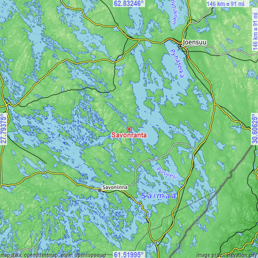 Topographic map of Savonranta