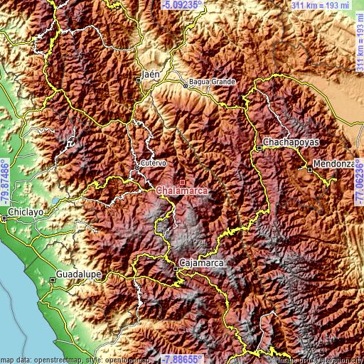 Topographic map of Chalamarca