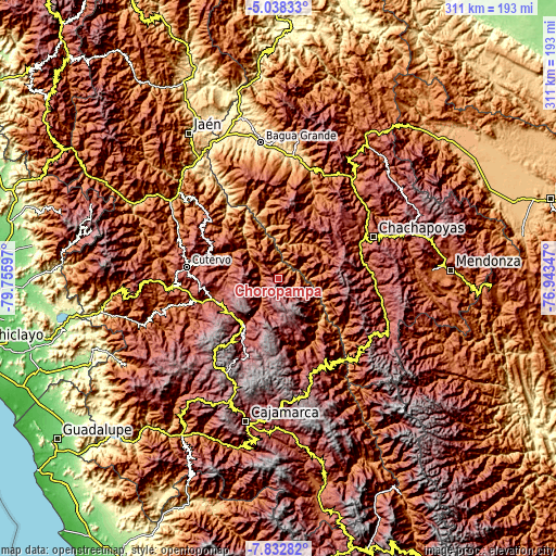 Topographic map of Choropampa