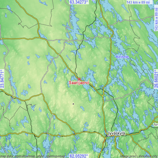 Topographic map of Saarijärvi