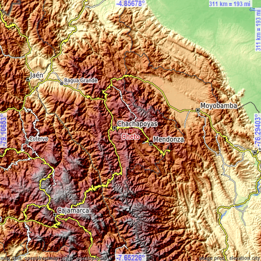 Topographic map of Cheto