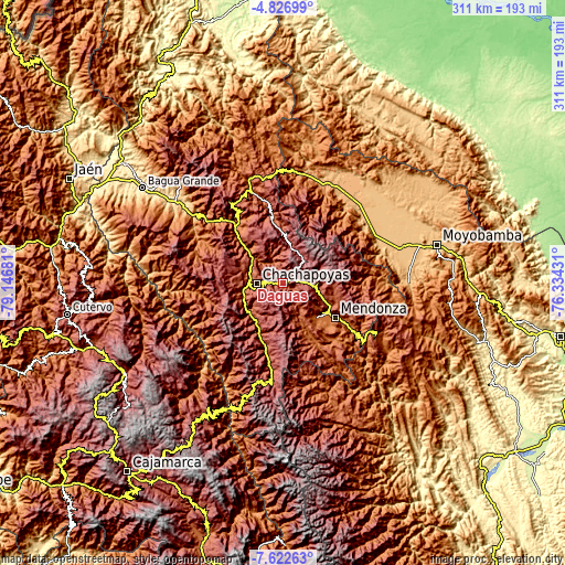 Topographic map of Daguas