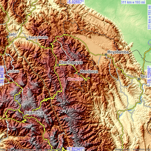 Topographic map of Huambo