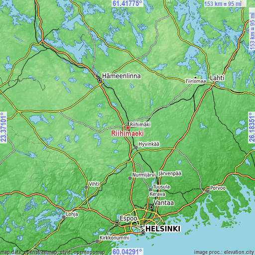 Topographic map of Riihimäki