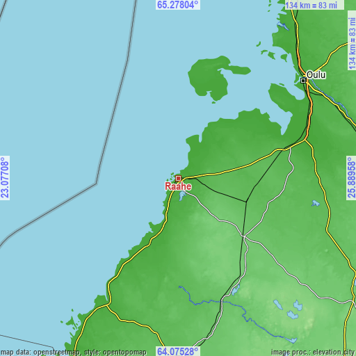 Topographic map of Raahe