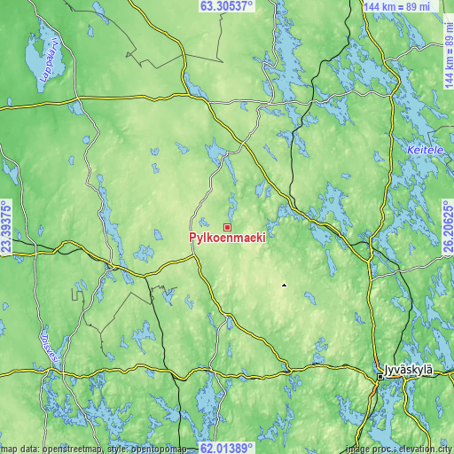 Topographic map of Pylkönmäki