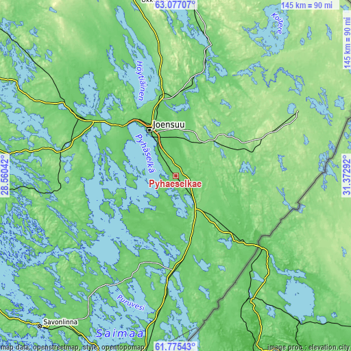 Topographic map of Pyhäselkä